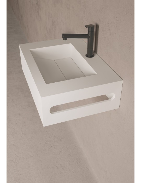 Lavabo suspendu design en résine minérale ARIELLE