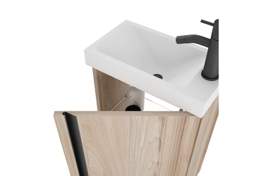 Meuble PORTOS 40 cm + VASQUE + Miroir -  Poignées noires 2