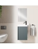 Meuble PORTOS 40 cm + VASQUE + Miroir -  Poignées noires