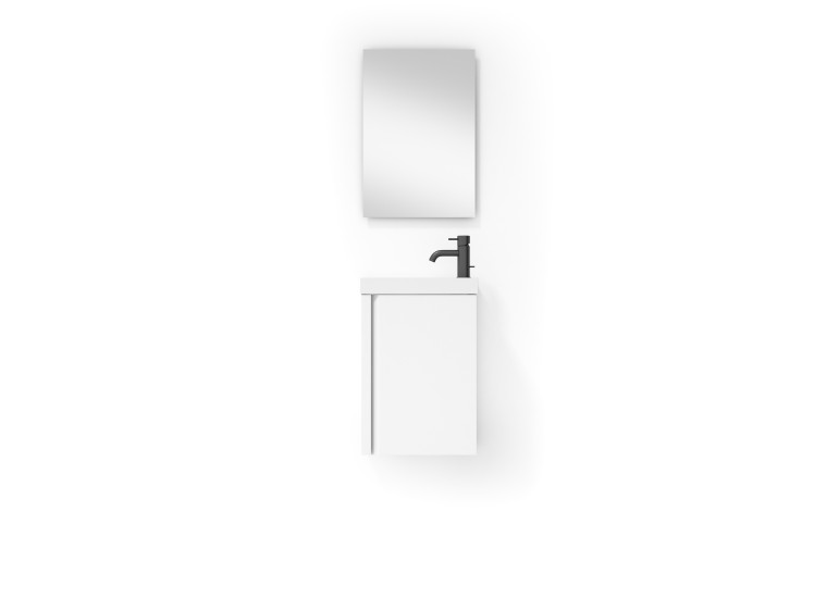 Meuble PORTOS 40 cm + VASQUE + Miroir -  Poignées noires