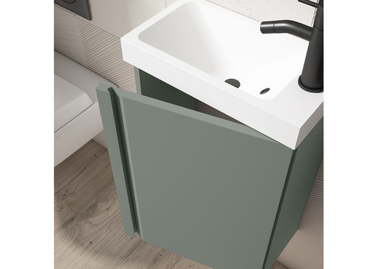 Meuble PORTOS 40 cm + VASQUE + Miroir -  Poignées noires