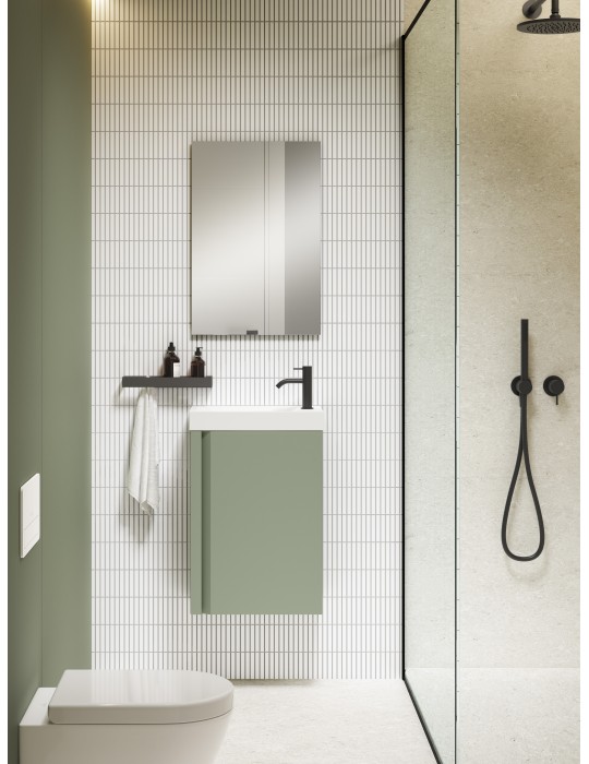 Meuble PORTOS 40 cm + VASQUE + Miroir -  Poignées noires