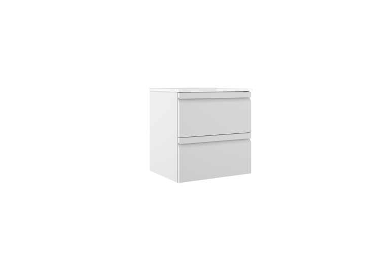 Meuble PORTOS 2 tiroirs + VASQUE - Poignées noires