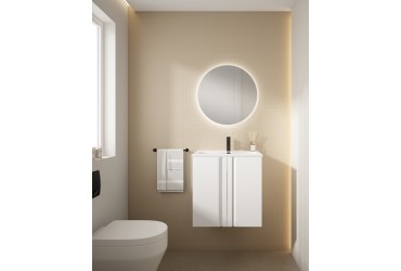 Meuble PORTOS 2 portes + VASQUE - Poignées noires